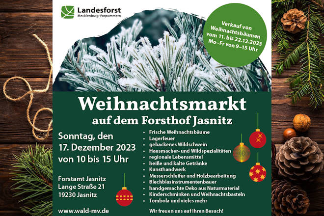 Willkommen zum Weihnachtsmarkt auf dem Forsthof Jasnitz 2023!